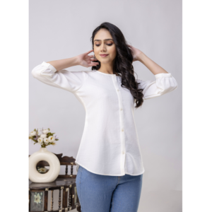 White Linen Blend Top, SA21