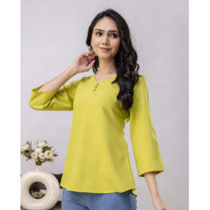 Lemon Green Viscose Blend Top, SA22